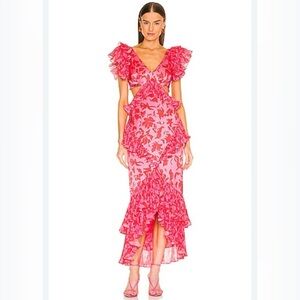 Amur Elegant Pink Ruffle Dress
